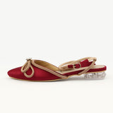 Diamante Bow  Flat Maroon