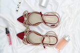 Diamante Bow  Flat Maroon