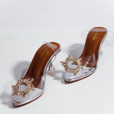 Transparent Cinderella Heels Golden.