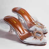 Transparent Cinderella Heels Golden.