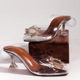 Transparent Cinderella Heels Golden.